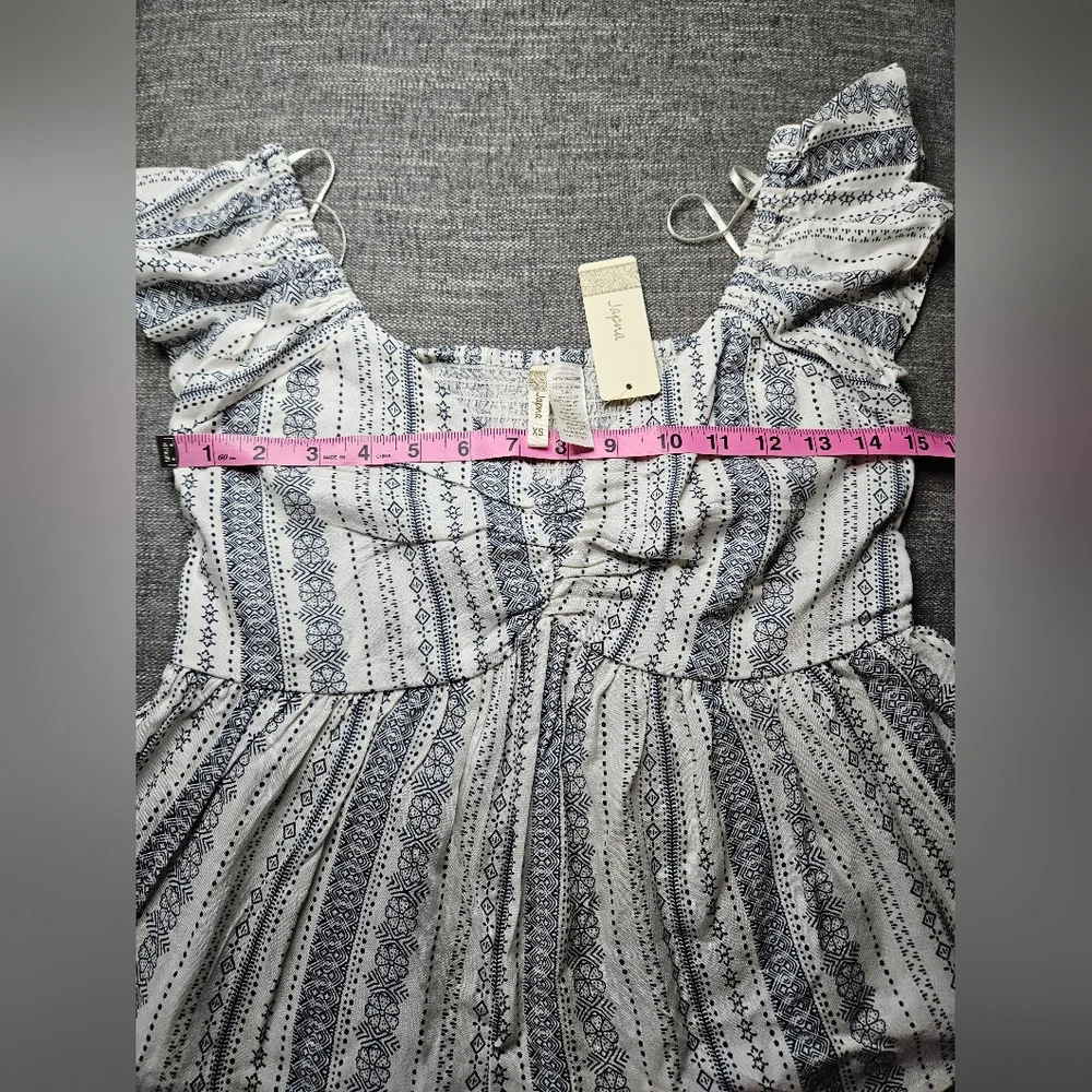 JAPNA Bohemian Peplum White & Blue Paisley Patterned Top - Picture 3 of 9